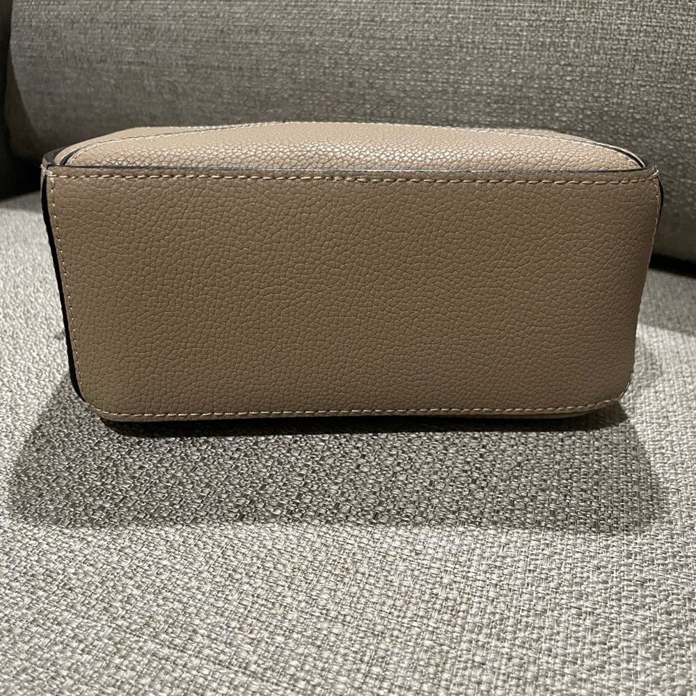 Mini Geo Panel Structured Bicolor Top Handle Bag - Taupe & Brown - Picture 14 of 14